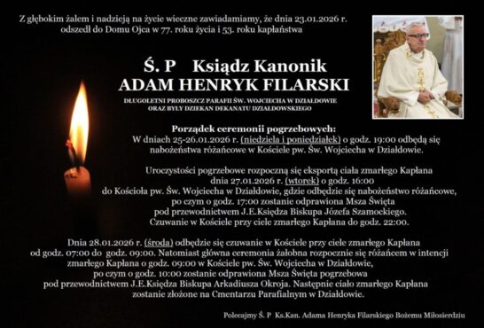 ZMARŁ + KS. ADAM FILARSKI Z DZIAŁDOWA
