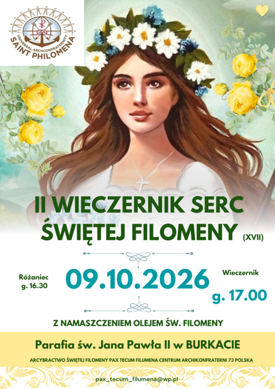 II Wieczernik Serc Świętej Filomeny – 9 października 2026